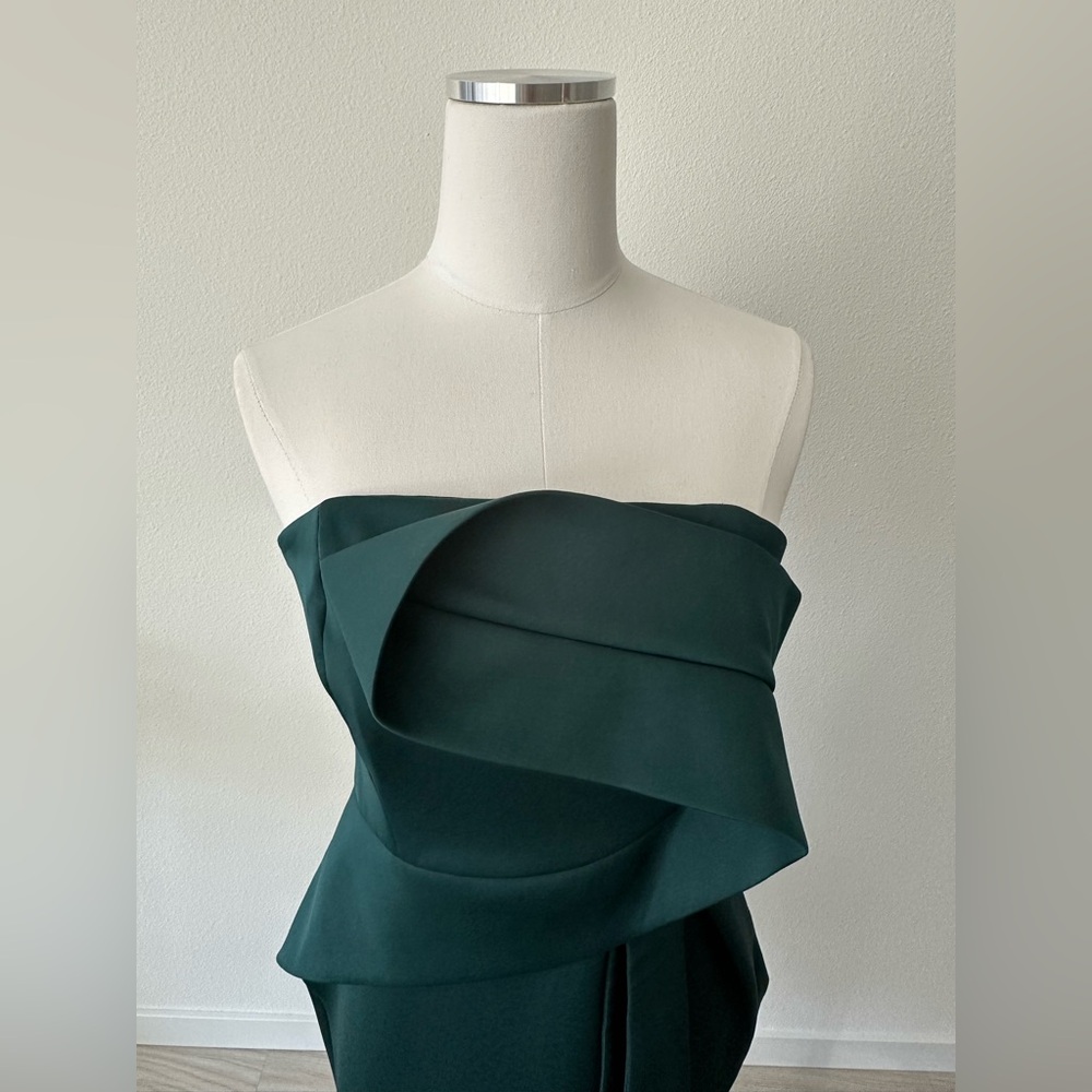 ASOS Scuba Evergreen Strapless Midi Dress with Bow detail - Picture 4 of 5